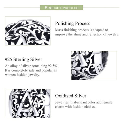925 Sterling Silver Letter Beads For Diy Bracelets