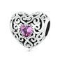 925 Sterling Silver Retro Flower Heart Beads For Diy Bracelets & Necklaces