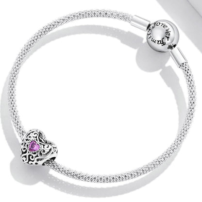 925 Sterling Silver Retro Flower Heart Beads For Diy Bracelets & Necklaces