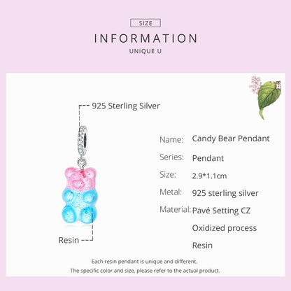 925 Sterling Silver Bear Charm For Bracelet Or Necklace