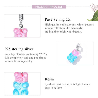 925 Sterling Silver Bear Charm For Bracelet Or Necklace