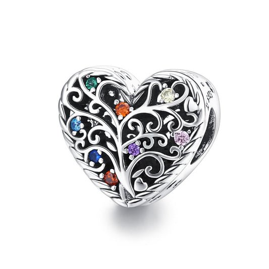 925 Sterling Silver Tree Of Life Zircon Bead Bracelet / Necklace Set
