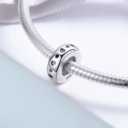 925 Sterling Silver Heart Shaped Beads For Diy Bracelets