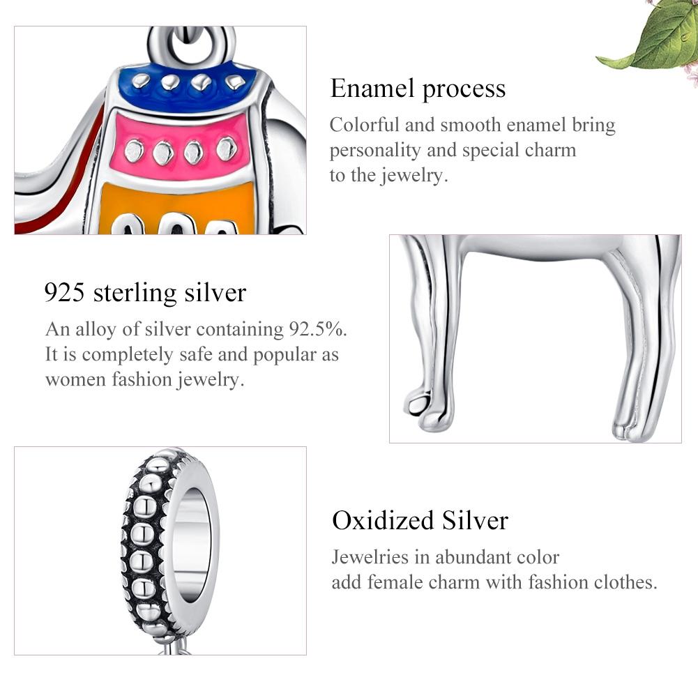 925 Sterling Silver Camel Bead Pendant For Diy Bracelets & Necklaces