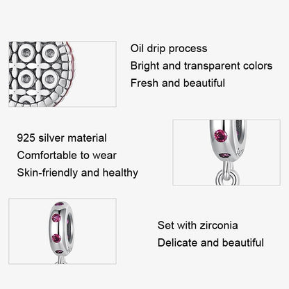 925 Sterling Silver Strawberry Cookie Pendant Beads For Diy Bracelets