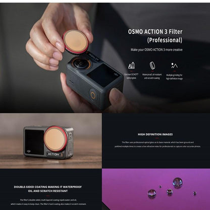 Pro Version Camera Lens Filter Set for Dji Action 3 - Nd 8 / 16 / 32 / 64