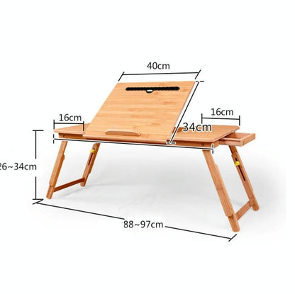 Adjustable Folding Laptop Desk for Bed with Card Slot and Lazy Computer Design