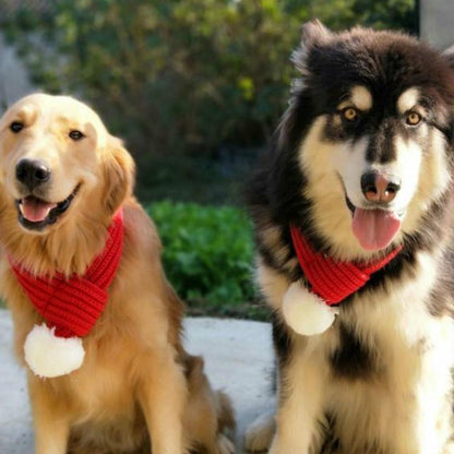 Pet Christmas Wool Scarf Medium & Large Dog Saliva Towel - Size S