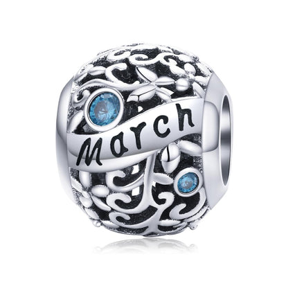 925 Sterling Silver March Birthstone Diy Bracelet Necklace Set Accessories Style - March