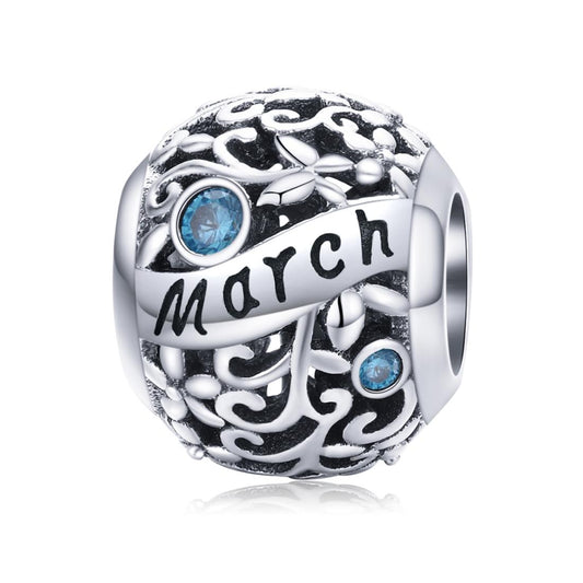 925 Sterling Silver March Birthstone Diy Bracelet Necklace Set Accessories Style - March