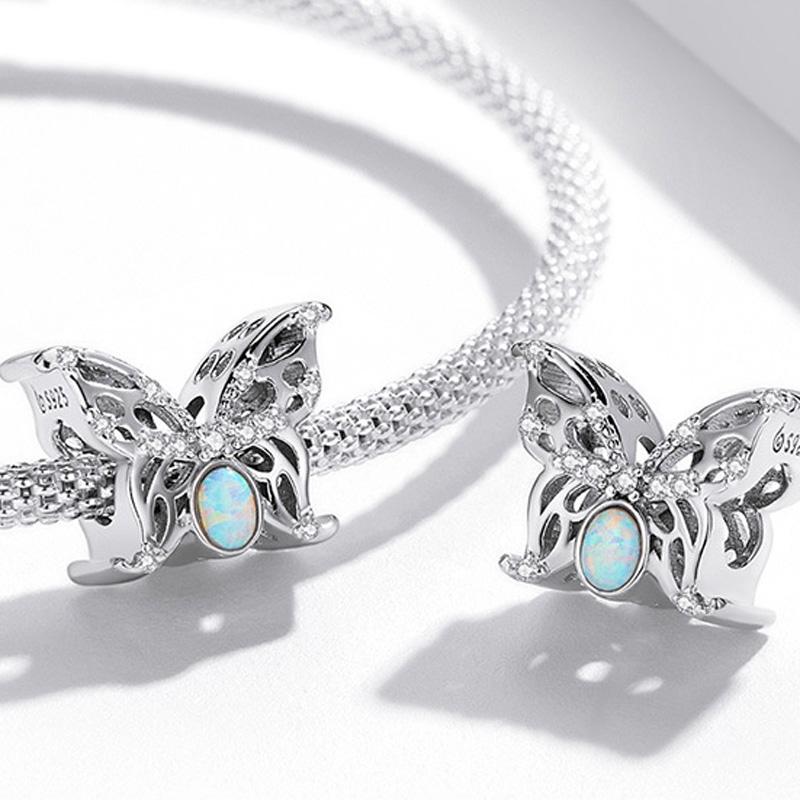 925 Sterling Silver Diy Butterfly Bracelet With Pearl Accents Bsc558