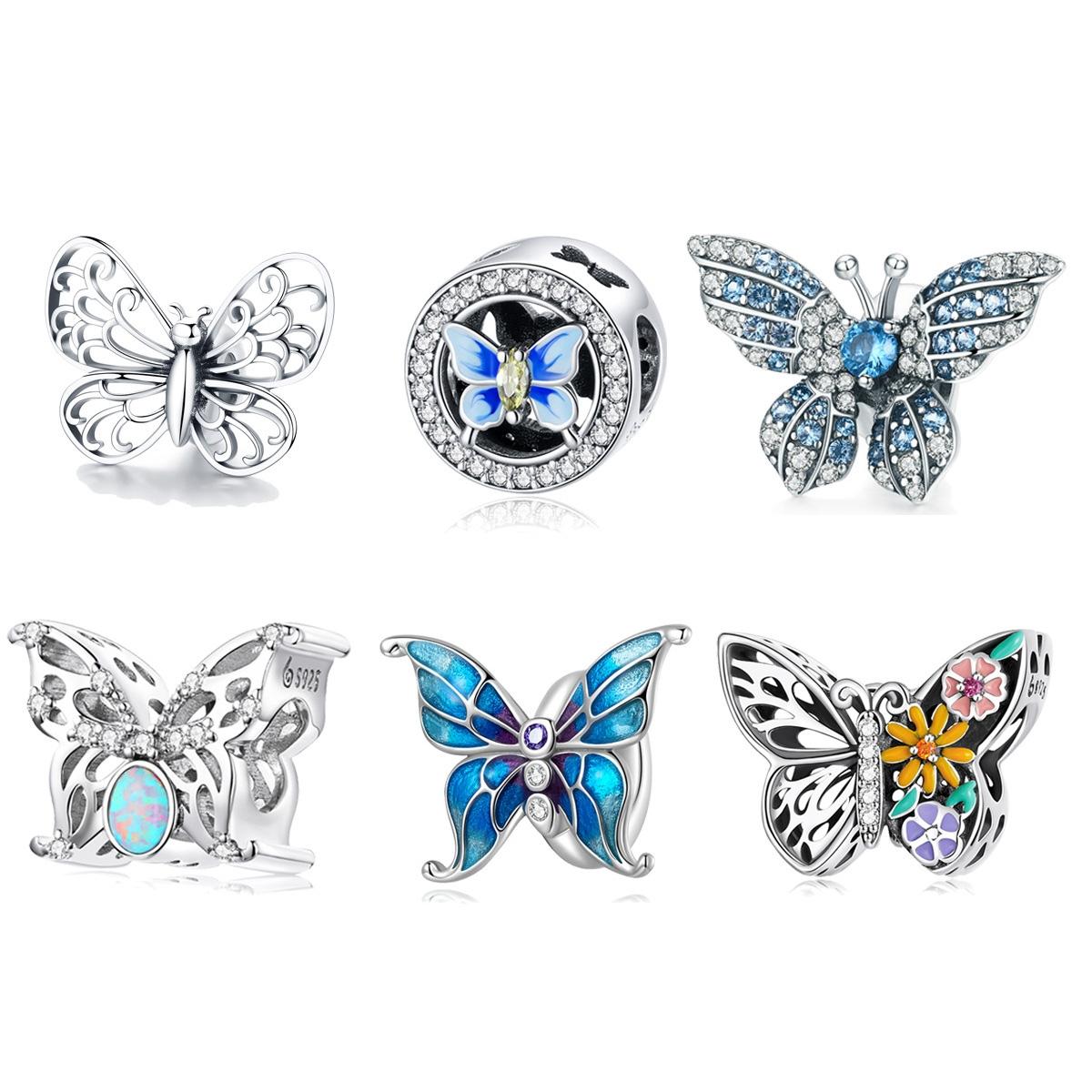 925 Sterling Silver Diy Butterfly Bracelet With Pearl Accents Bsc558