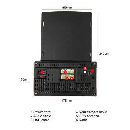 9.7 Inch Vertical Screen Android Car Mp5 Player With Hd 2.5D Glass Standard + 8 Lights Camera