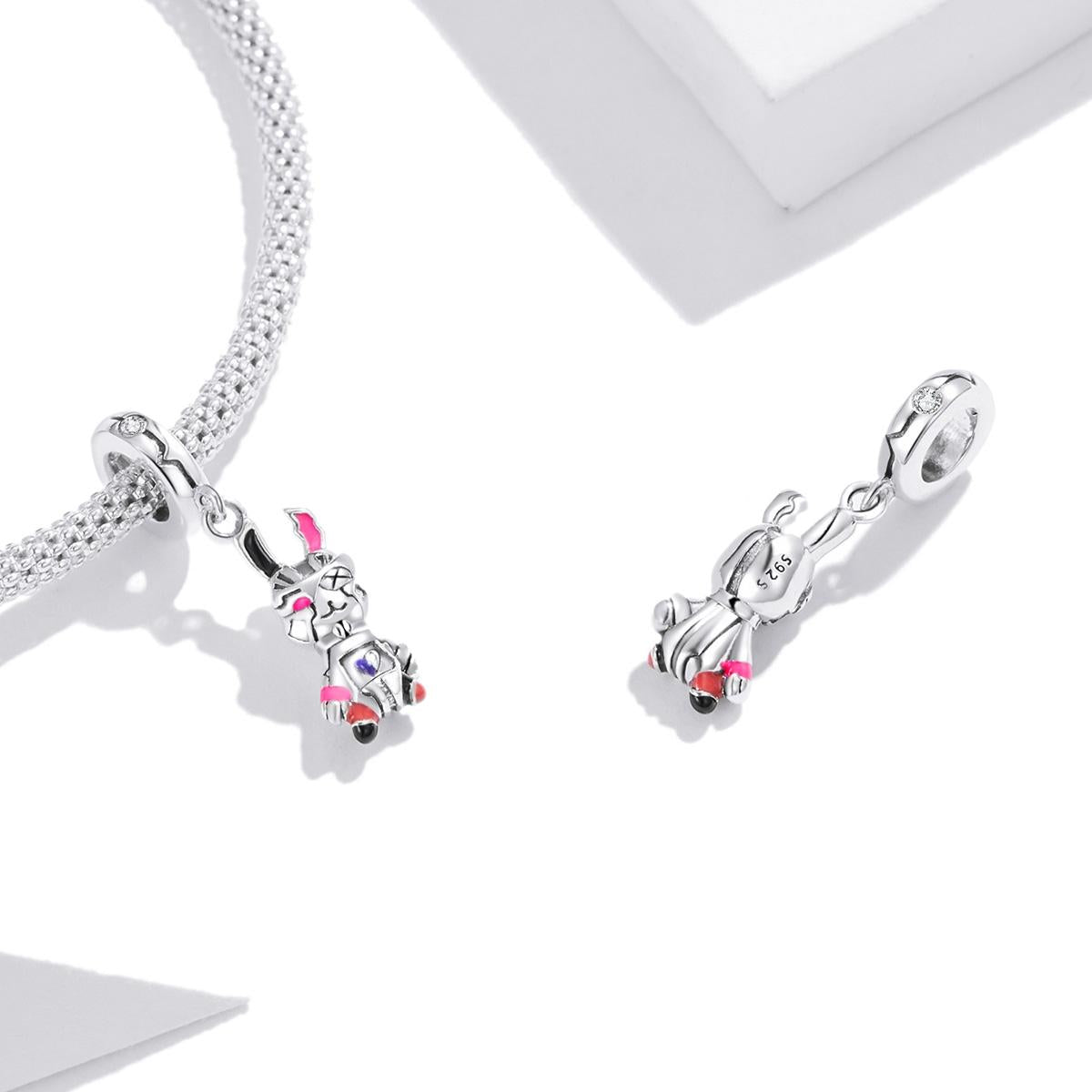 925 Sterling Silver Rabbit Pendant For Diy Bracelets & Necklaces