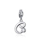 925 Sterling Silver Personalized Letter Pendant For Diy Bracelets & Necklaces Style - C