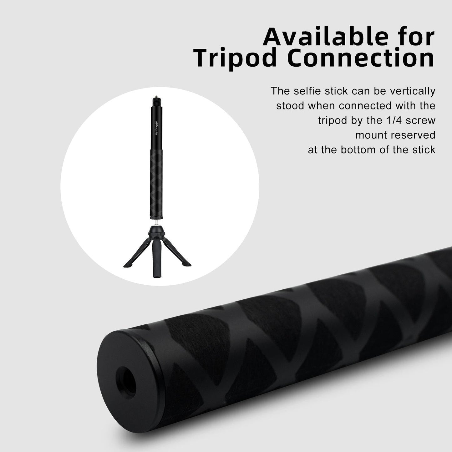 70cm Straight Pull Selfie Stick for Sports Cameras with 3 Jaw Screw - Rod+1/4 Turn 3 Jaw+Screw+Phone Clip
