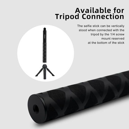 70cm Straight Pull Selfie Stick for Sports Cameras with 3 Jaw Screw - Rod+1/4 Turn 3 Jaw+Screw+Phone Clip
