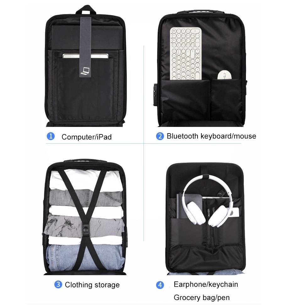 Anti-theft Hard Shell Backpack for Men - Blue