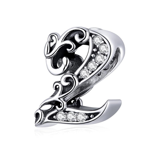 925 Sterling Silver Relief Number Series 0 9 Beads For Diy Bracelets And Necklaces Style - 2