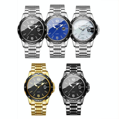 Waterproof Luminous Quartz Watch for Outdoor - White Steel-Blue