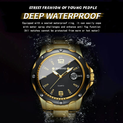 Waterproof Luminous Quartz Watch for Outdoor - White Steel-Blue