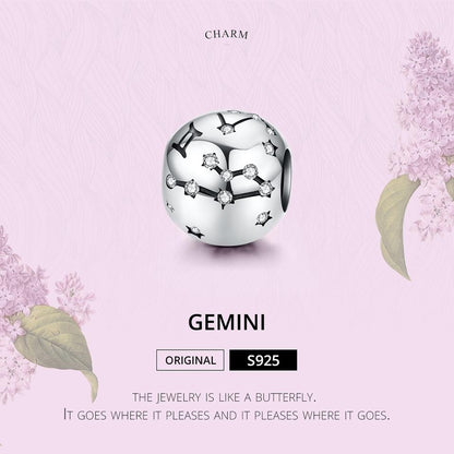 925 Sterling Silver Diy Zodiac Bracelet Beads Gemini Style - Gemini