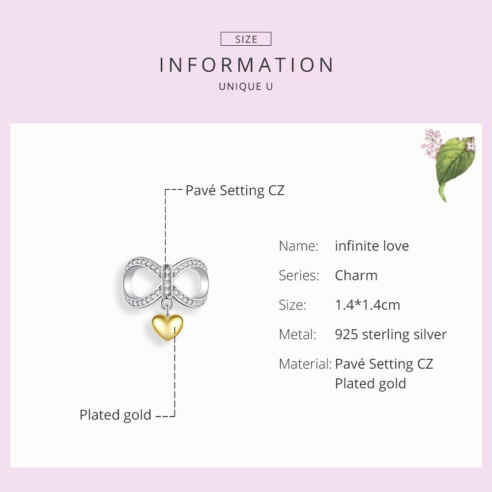 925 Sterling Silver Infinite Love Necklace & Bracelet Charm