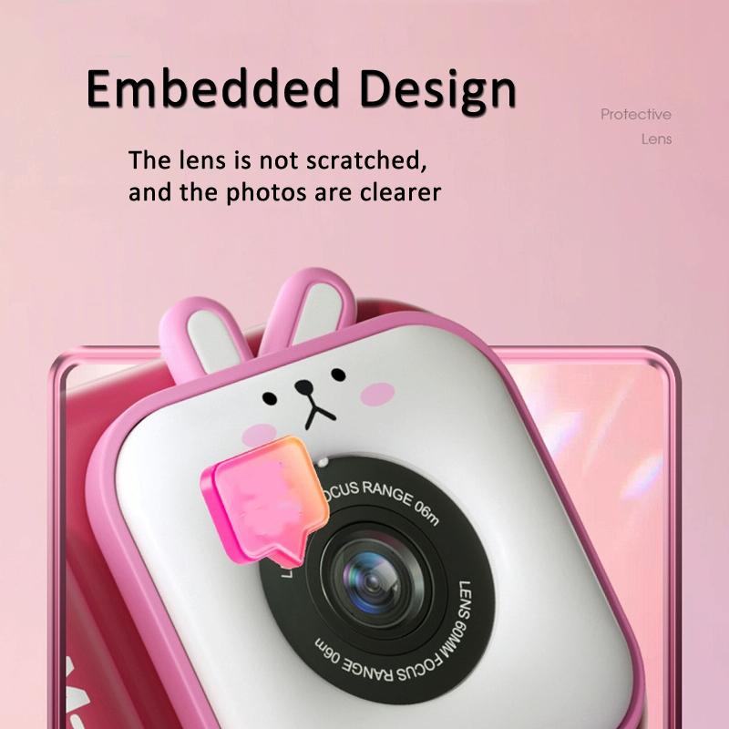 48Mp Dual Lens Kids Digital Camera With 2.4 Ips Screen And 32Gb Tf Card - Blue Fox - With 32G Tf Card Pink Bunny