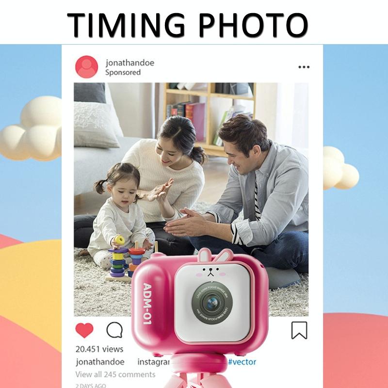 48Mp Dual Lens Kids Digital Camera With 2.4 Ips Screen And 32Gb Tf Card - Blue Fox - With 32G Tf Card Pink Bunny
