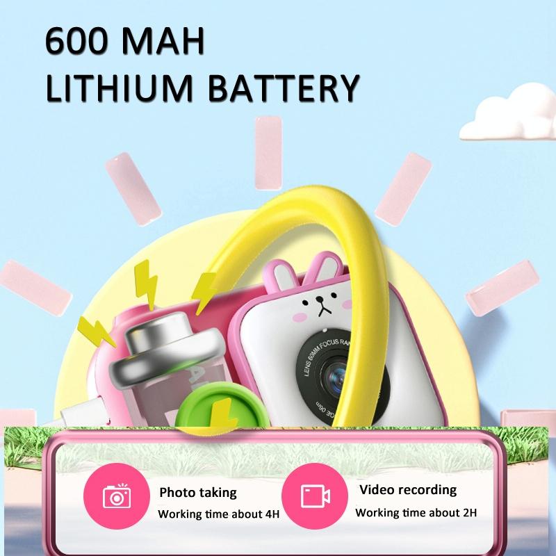 48Mp Dual Lens Kids Digital Camera With 2.4 Ips Screen And 32Gb Tf Card - Blue Fox - With 32G Tf Card Pink Bunny