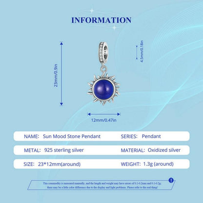 925 Sterling Silver Zircon Sun Pendant Temperature Sensitive