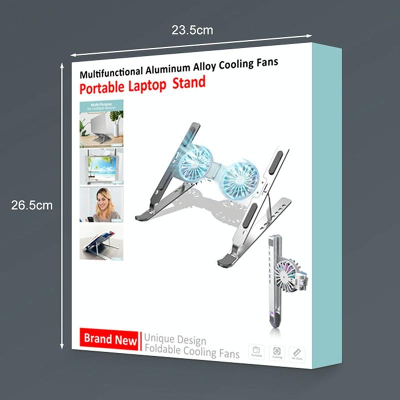 Foldable Laptop Cooling Stand with Ambient Light - Gray