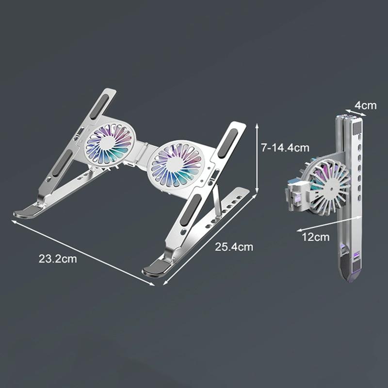 Foldable Laptop Cooling Stand with Ambient Light - Gray