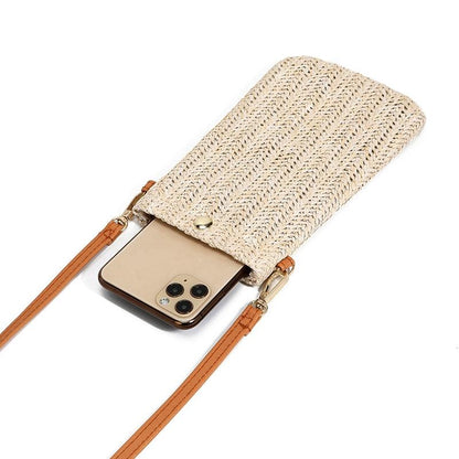 Beach Bag With Magnetic Buckle Straw Beige