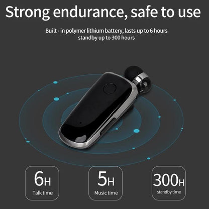 Wireless Bluetooth In-ear Earphone with Vibrating Alert and Hands-free Clip - Blue