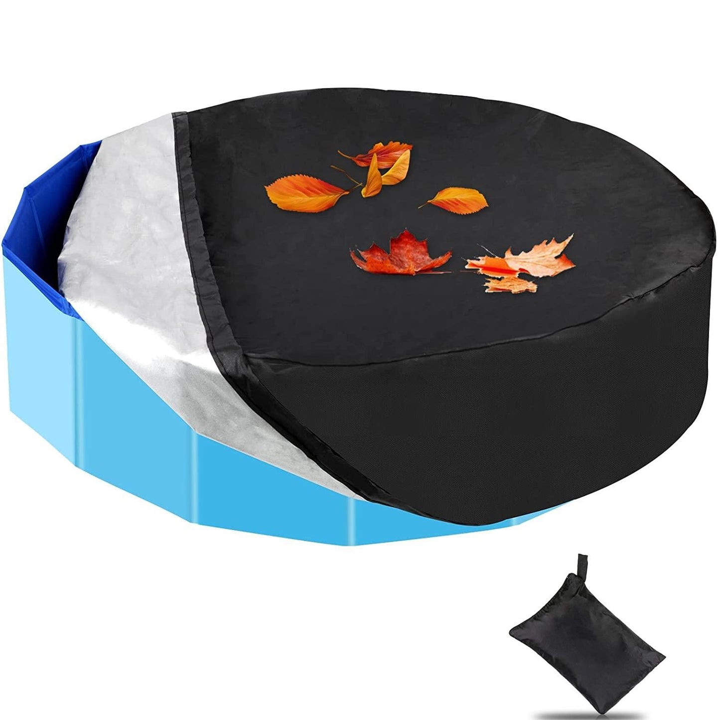 Round Foldable Pool Cover - Dustproof & Sunscreen - 162X30Cm - Black / Silver