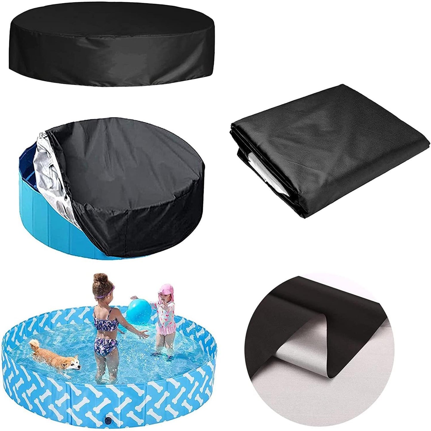 Round Foldable Pool Cover - Dustproof & Sunscreen - 162X30Cm - Black / Silver