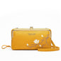 Black Embroidered Crossbody Wallet With Large Capacity - Yellow