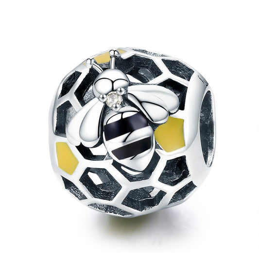 925 Sterling Silver Honeycomb Bead Bracelet For Women