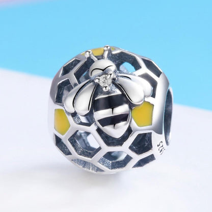 925 Sterling Silver Honeycomb Bead Bracelet For Women