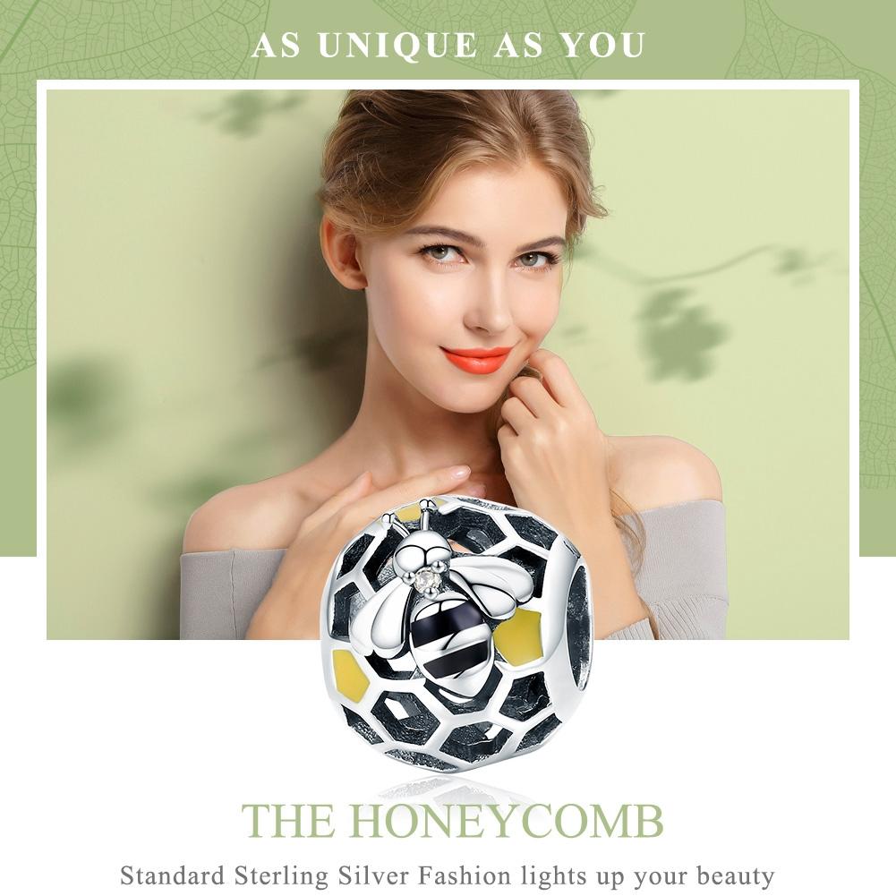 925 Sterling Silver Honeycomb Bead Bracelet For Women