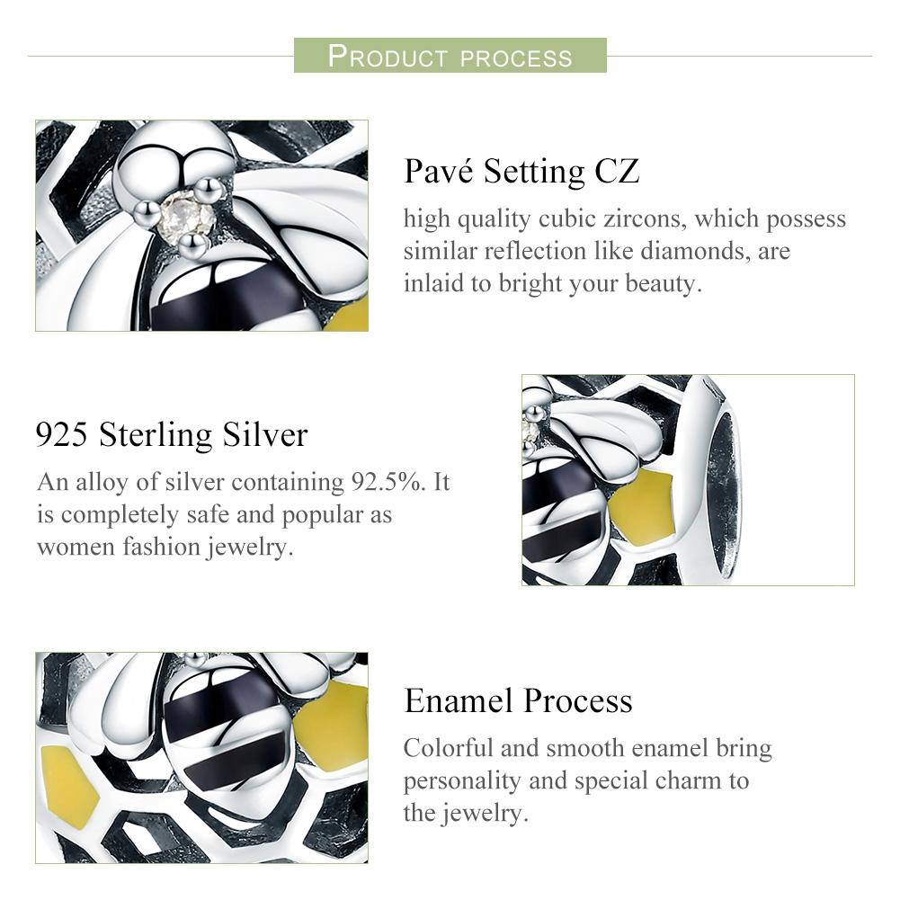 925 Sterling Silver Honeycomb Bead Bracelet For Women