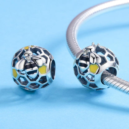 925 Sterling Silver Honeycomb Bead Bracelet For Women