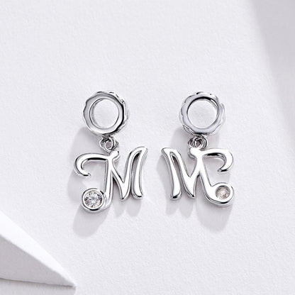 925 Sterling Silver Personalized Letter Pendant For Diy Bracelets And Necklaces Style - M