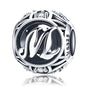 925 Sterling Silver 26 English Letter Beads For Diy Bracelets & Necklaces Style - M
