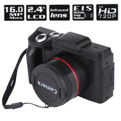 Hd 720p Recording Flip Screen Digital Camera with Interchangeable Lens and Infrared Lens - Black