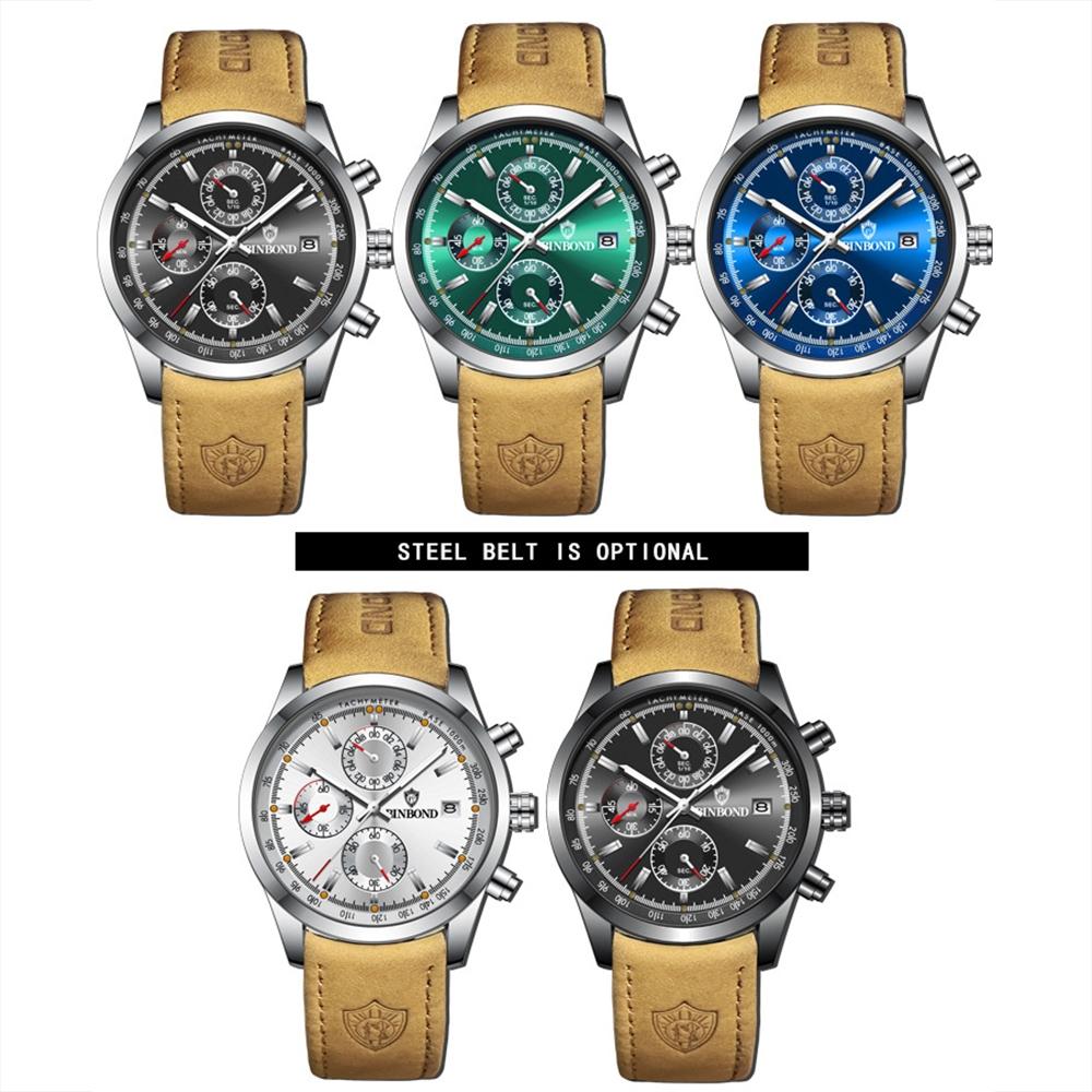 Waterproof Luminous Quartz Watch - Multifunctional 30m - Inter-Gold-Blue