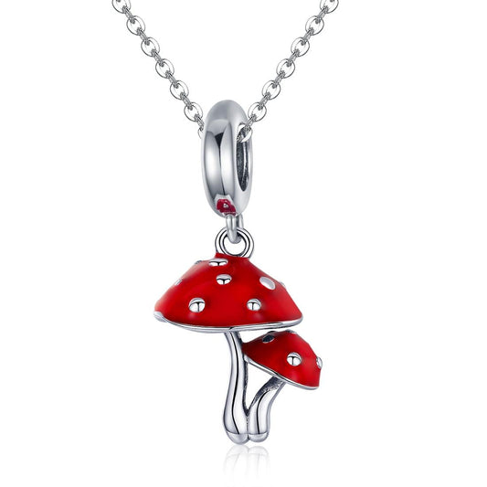 925 Sterling Silver Small Mushroom Bracelet Charms Diy Accessories