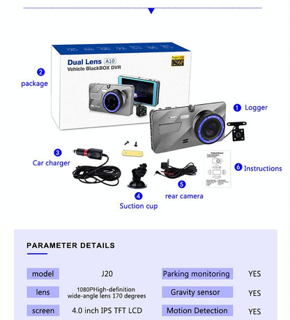 Full Hd 1080p Car Dvr with 170 Degree Wide Angle - 4 Inch Screen