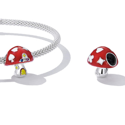 925 Sterling Silver Mushroom House Beads For Diy Bracelets & Necklaces